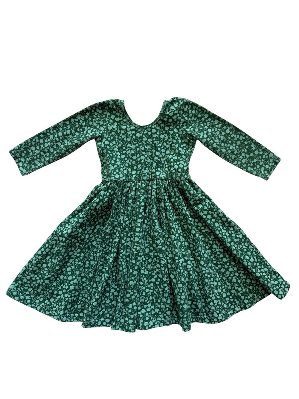 Alice + Ames Green Pia Floral Long Sleeve Ballet Dress Size 5